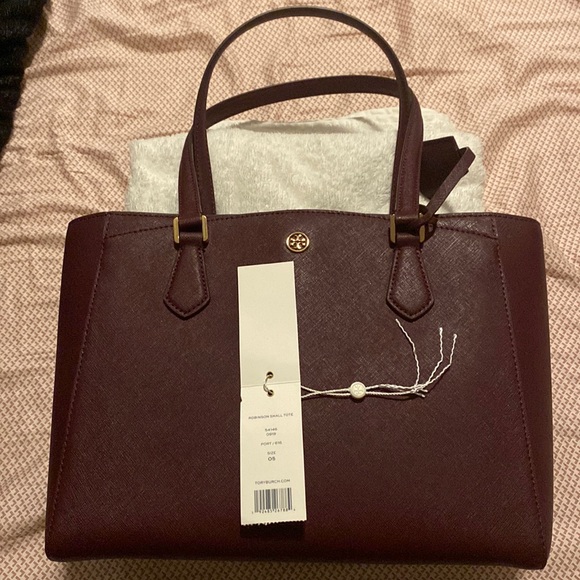 Tory Burch Handbags - Tory Burch Small Robinson Tote. Color - Red wine